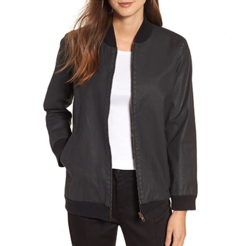 Eileen fisher black bomber jacket